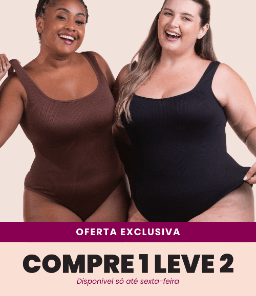 2 Bodys Shaper Canelado - Compre 1 Leve 2